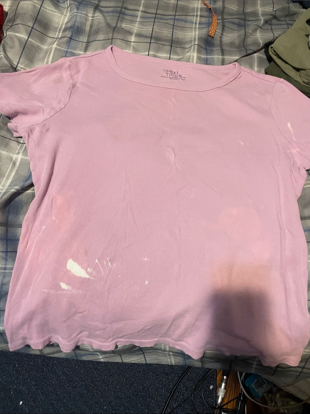 Time and Tru Light Pink Ribbed Crewneck Top